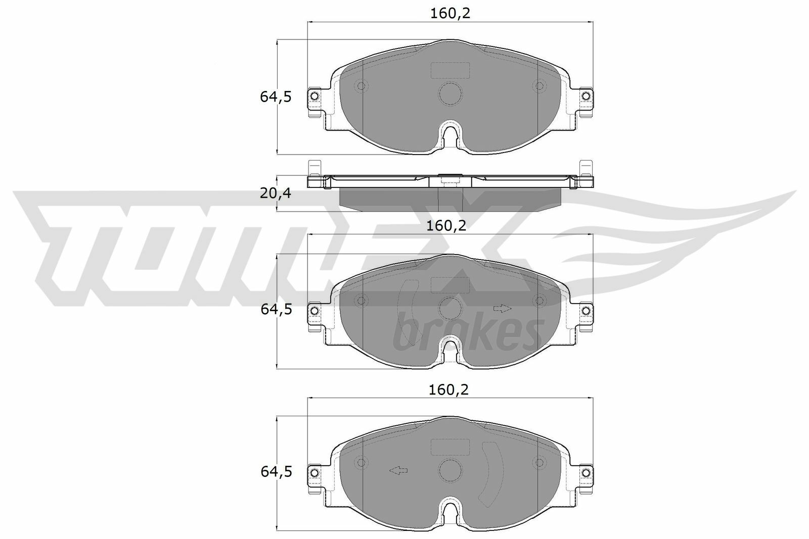 Sada brzdových destiček, kotoučová brzda TOMEX Brakes